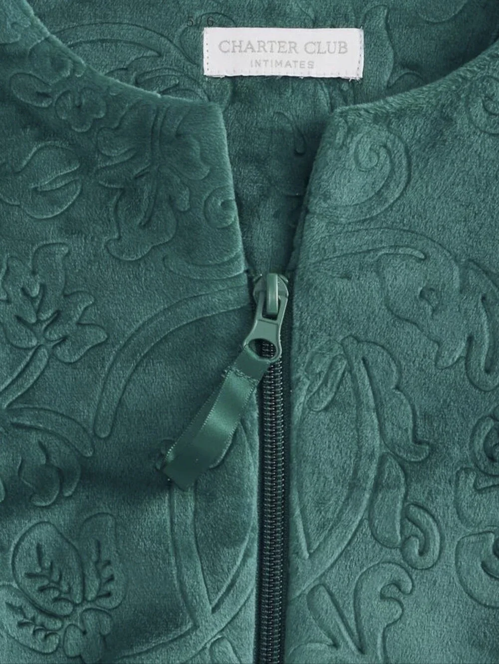 Charter Club Women's Embossed Velour Zip-Front Robe  Exclusive Size M